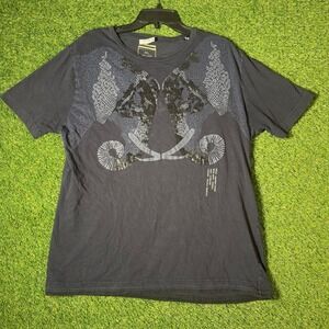 Sean John XL Black Graphic T-Shirt Sequins Abstract Design Streetwear Y2K HipHop